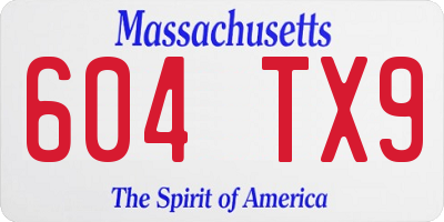 MA license plate 604TX9