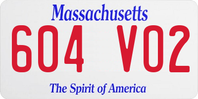 MA license plate 604VO2