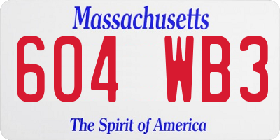 MA license plate 604WB3