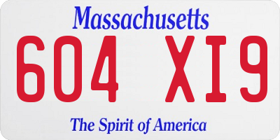 MA license plate 604XI9