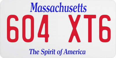 MA license plate 604XT6