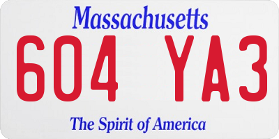 MA license plate 604YA3