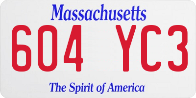 MA license plate 604YC3