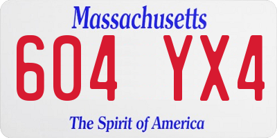 MA license plate 604YX4