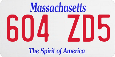 MA license plate 604ZD5