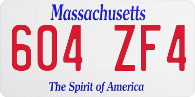 MA license plate 604ZF4