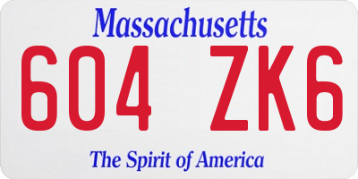 MA license plate 604ZK6