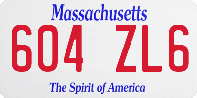 MA license plate 604ZL6
