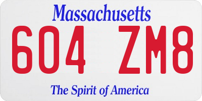 MA license plate 604ZM8