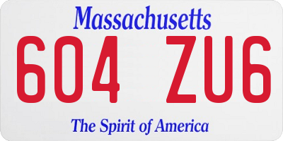 MA license plate 604ZU6