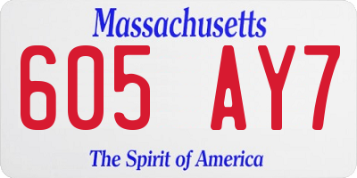 MA license plate 605AY7