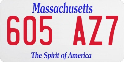 MA license plate 605AZ7
