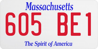 MA license plate 605BE1