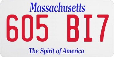 MA license plate 605BI7