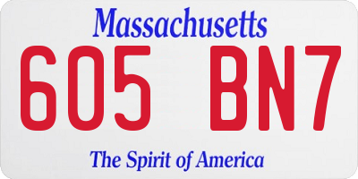 MA license plate 605BN7