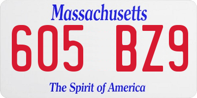 MA license plate 605BZ9