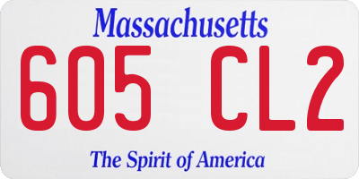 MA license plate 605CL2