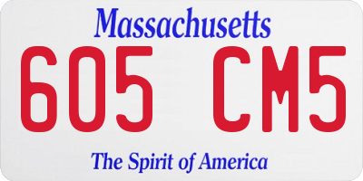 MA license plate 605CM5