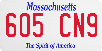 MA license plate 605CN9
