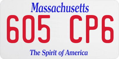MA license plate 605CP6