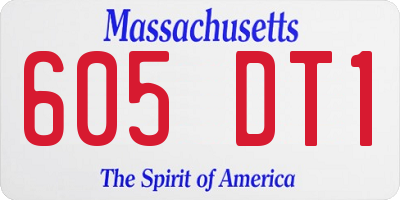MA license plate 605DT1
