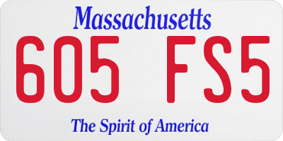 MA license plate 605FS5