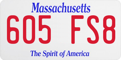 MA license plate 605FS8