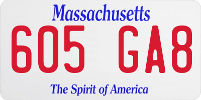 MA license plate 605GA8