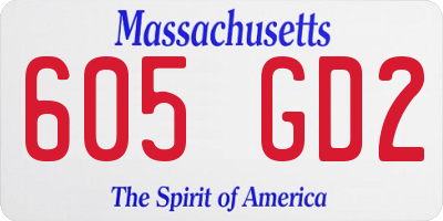 MA license plate 605GD2