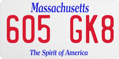 MA license plate 605GK8