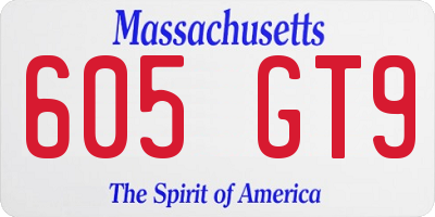 MA license plate 605GT9