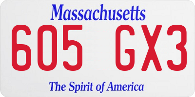 MA license plate 605GX3