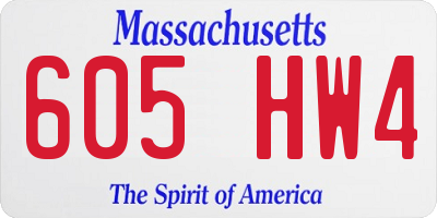 MA license plate 605HW4