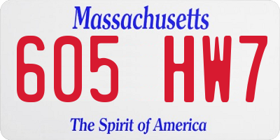 MA license plate 605HW7