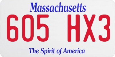 MA license plate 605HX3