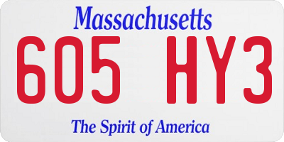 MA license plate 605HY3