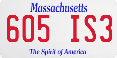 MA license plate 605IS3