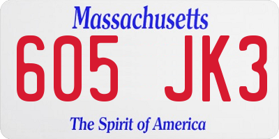 MA license plate 605JK3