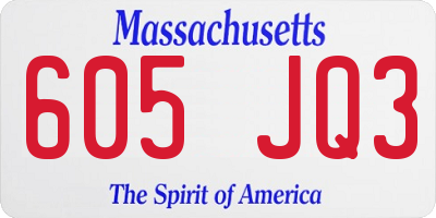 MA license plate 605JQ3
