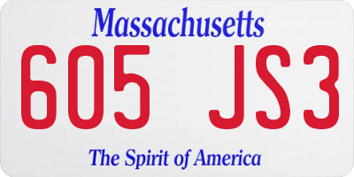 MA license plate 605JS3