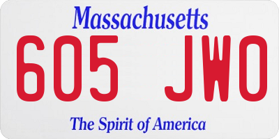 MA license plate 605JW0