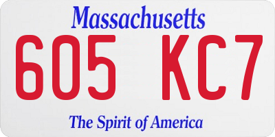 MA license plate 605KC7