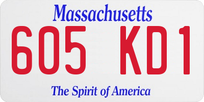 MA license plate 605KD1