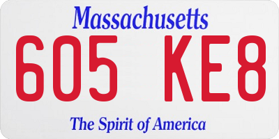 MA license plate 605KE8