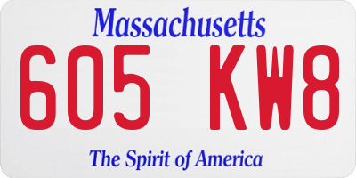 MA license plate 605KW8