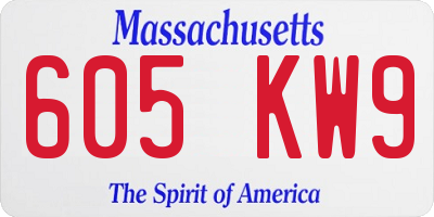 MA license plate 605KW9