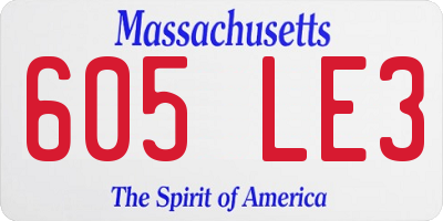 MA license plate 605LE3