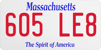MA license plate 605LE8