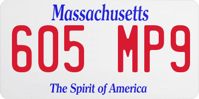 MA license plate 605MP9