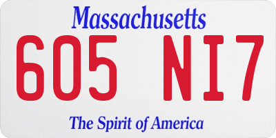 MA license plate 605NI7